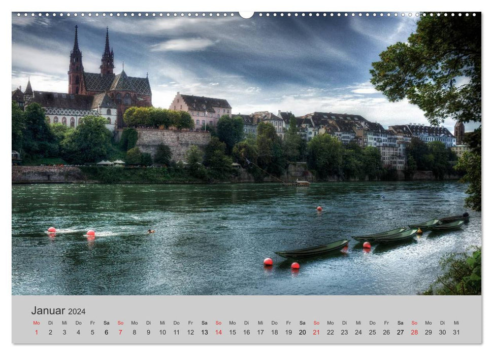 Basel, eine Stadt am Rhein (CALVENDO Wandkalender 2024)