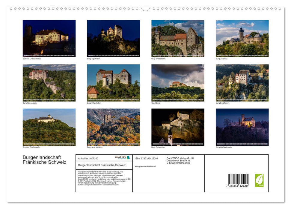 Castle landscape Franconian Switzerland (CALVENDO Premium Wall Calendar 2024) 