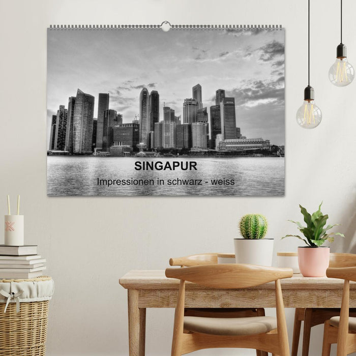 Singapur - Impressionen in schwarz - weiss (CALVENDO Wandkalender 2024)