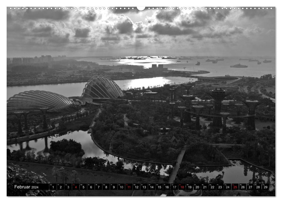 Singapur - Impressionen in schwarz - weiss (CALVENDO Wandkalender 2024)