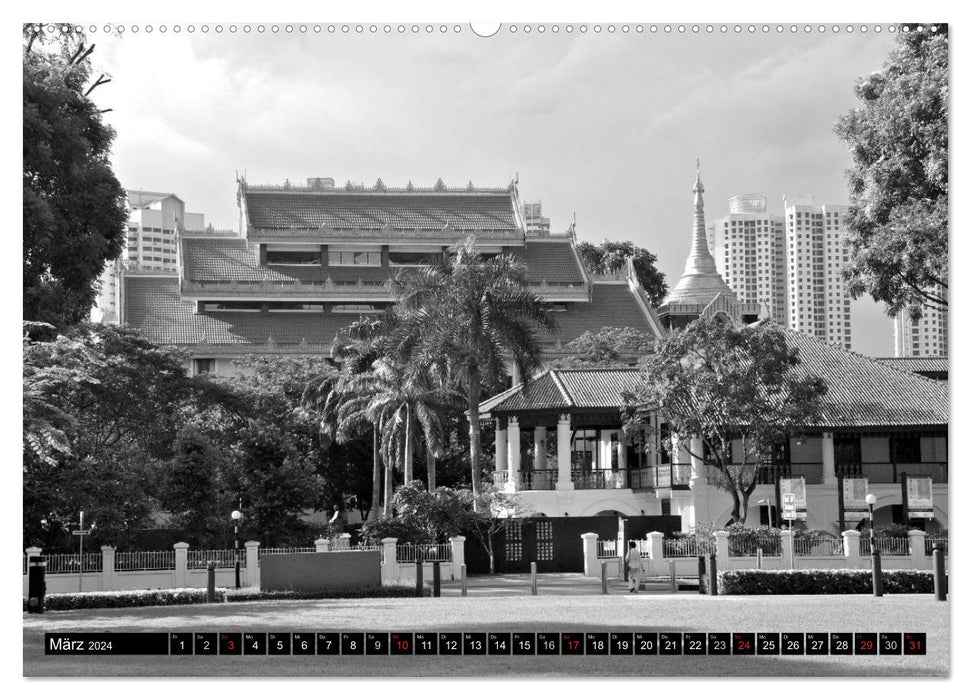 Singapore - impressions in black and white (CALVENDO wall calendar 2024) 