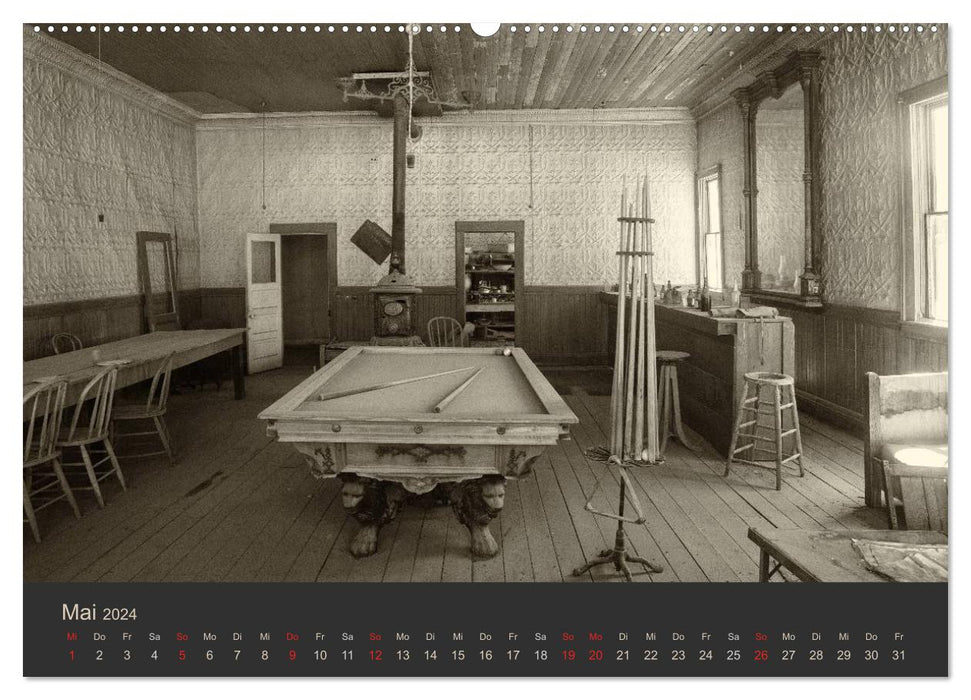 Ghost town of Bodie - relic from the gold rush (black and white) (CALVENDO wall calendar 2024) 