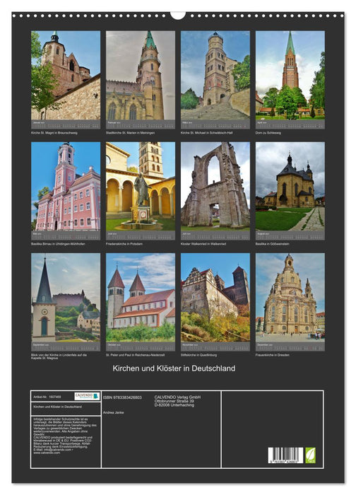 Churches and monasteries in Germany (CALVENDO wall calendar 2024) 