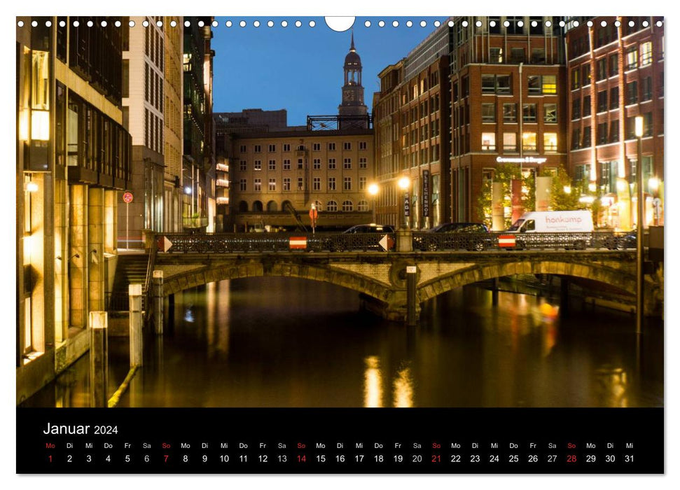 Hamburg - Nighttime Impressions (CALVENDO Wall Calendar 2024) 