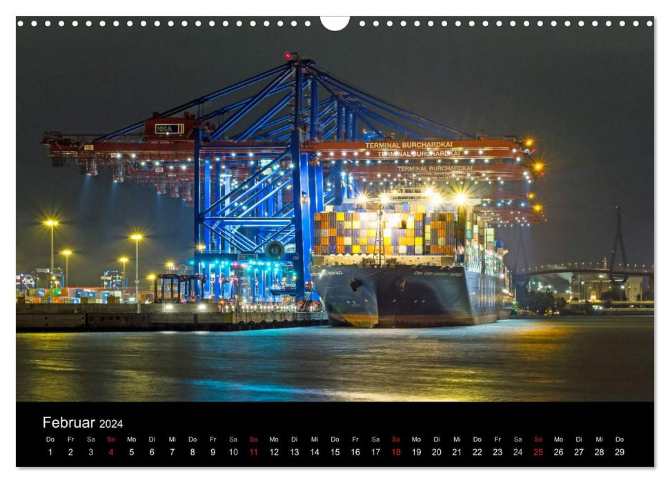 Hamburg - Nighttime Impressions (CALVENDO Wall Calendar 2024) 