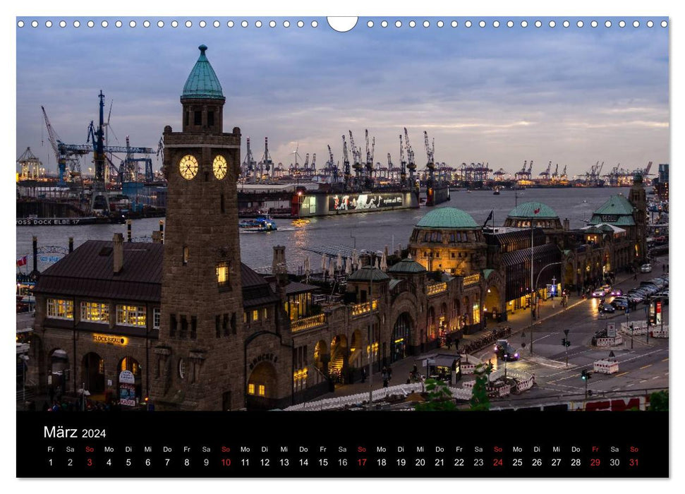 Hamburg - Nächtliche Impressionen (CALVENDO Wandkalender 2024)