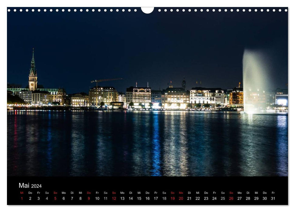 Hamburg - Nächtliche Impressionen (CALVENDO Wandkalender 2024)