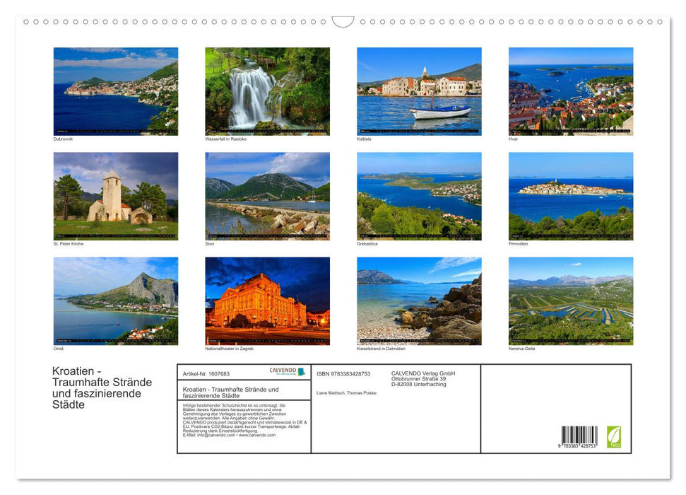 Croatia - Fantastic landscapes and fascinating cities (CALVENDO wall calendar 2024) 