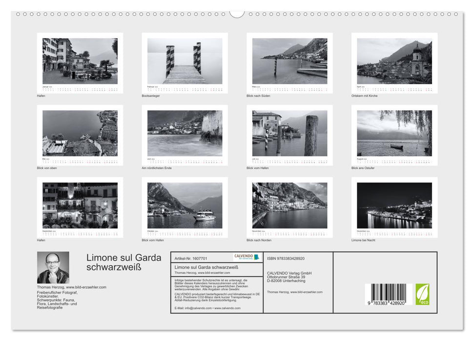 Limone sul Garda schwarzweiß (CALVENDO Premium Wandkalender 2024)