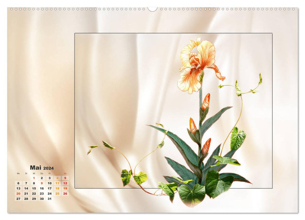 Iris flower drawings (CALVENDO Premium Wall Calendar 2024) 