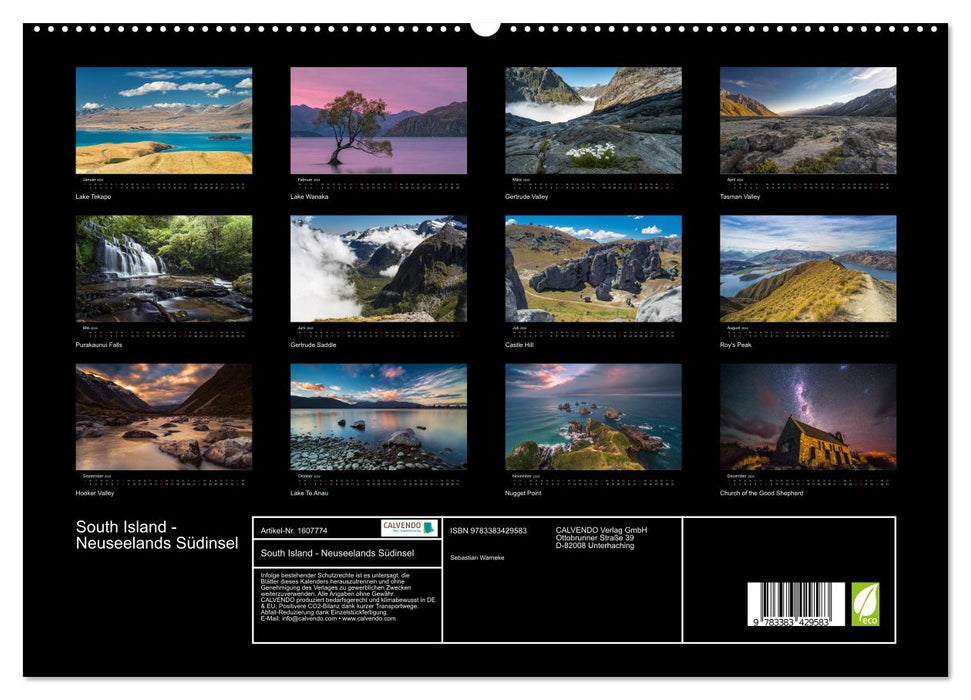 South Island - New Zealand's South Island (CALVENDO Premium Wall Calendar 2024) 