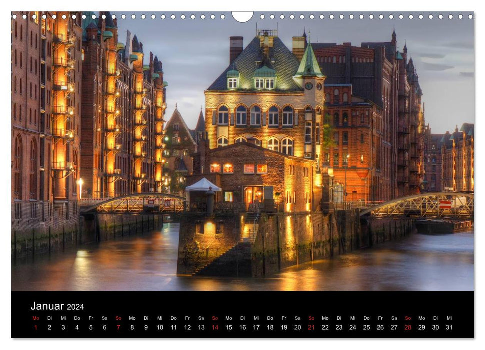 Villes allemandes - impressions de l'heure bleue (calendrier mural CALVENDO 2024) 