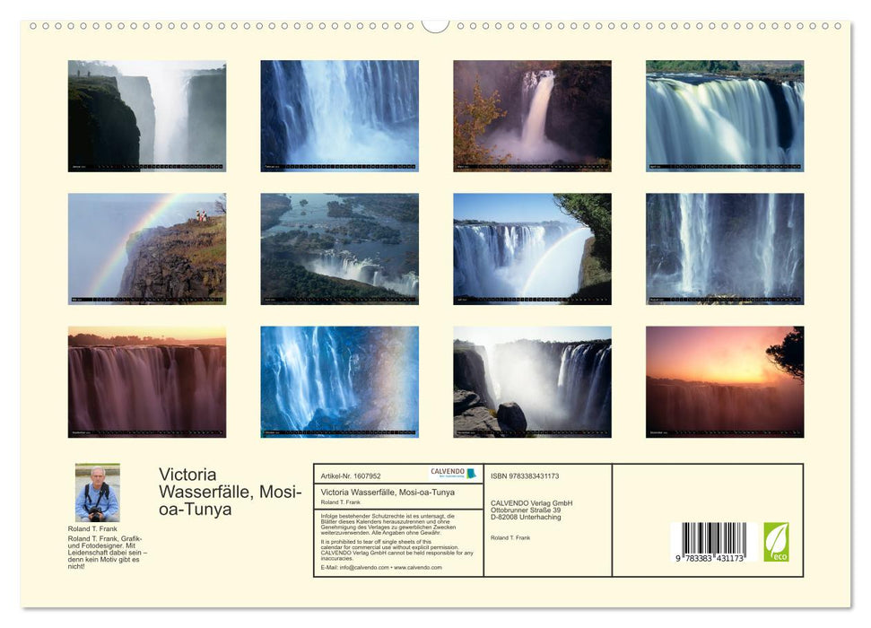 Victoria Waterfalls, Mosi-oa-Tunya the "Thundering Smoke" (CALVENDO Premium Wall Calendar 2024) 