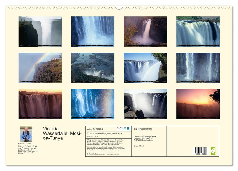Victoria Waterfalls, Mosi-oa-Tunya the "Thundering Smoke" (CALVENDO Wall Calendar 2024) 