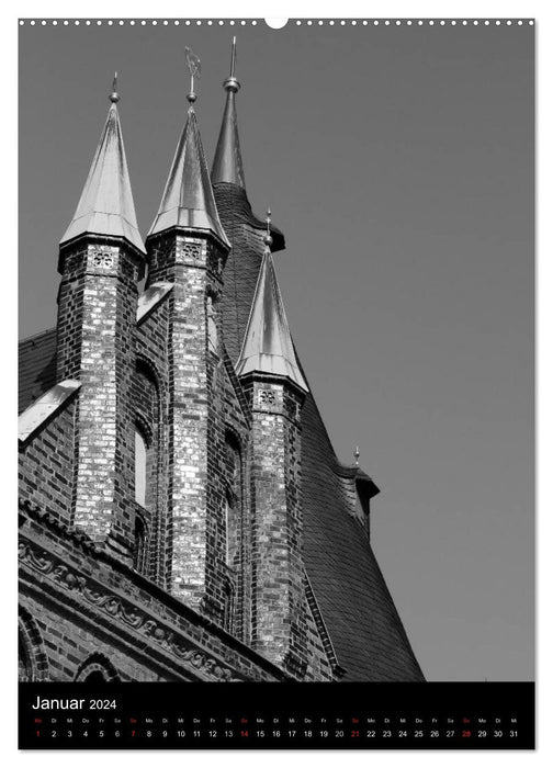 Lübeck noir et blanc (Calendrier mural CALVENDO Premium 2024) 