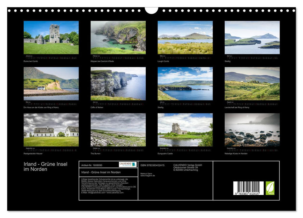 Ireland - Green Island in the North (CALVENDO Wall Calendar 2024) 