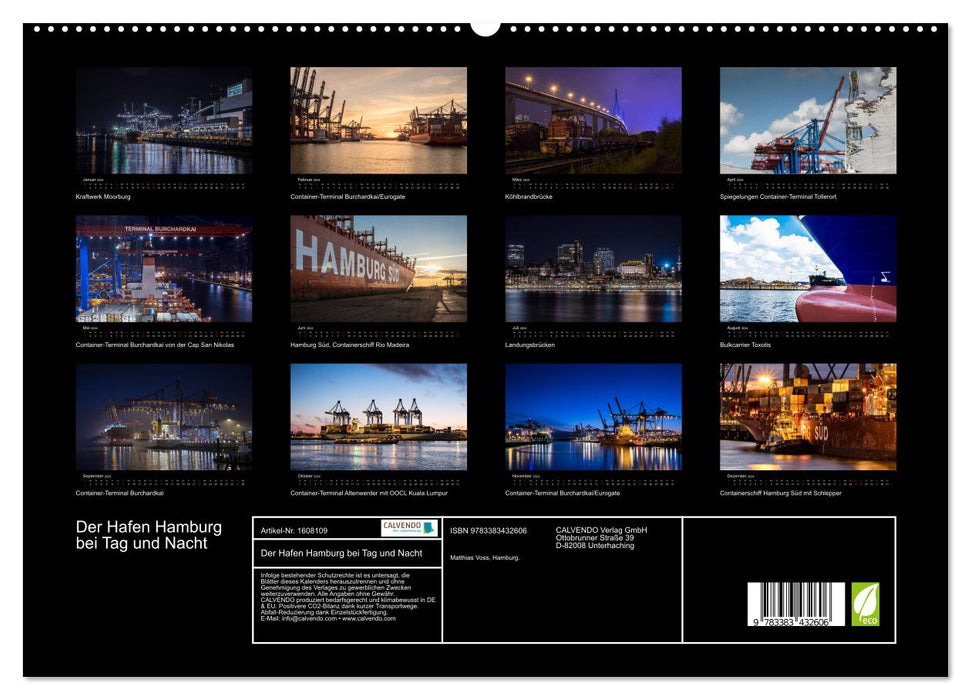 Der Hafen Hamburg bei Tag und Nacht (CALVENDO Premium Wandkalender 2024)