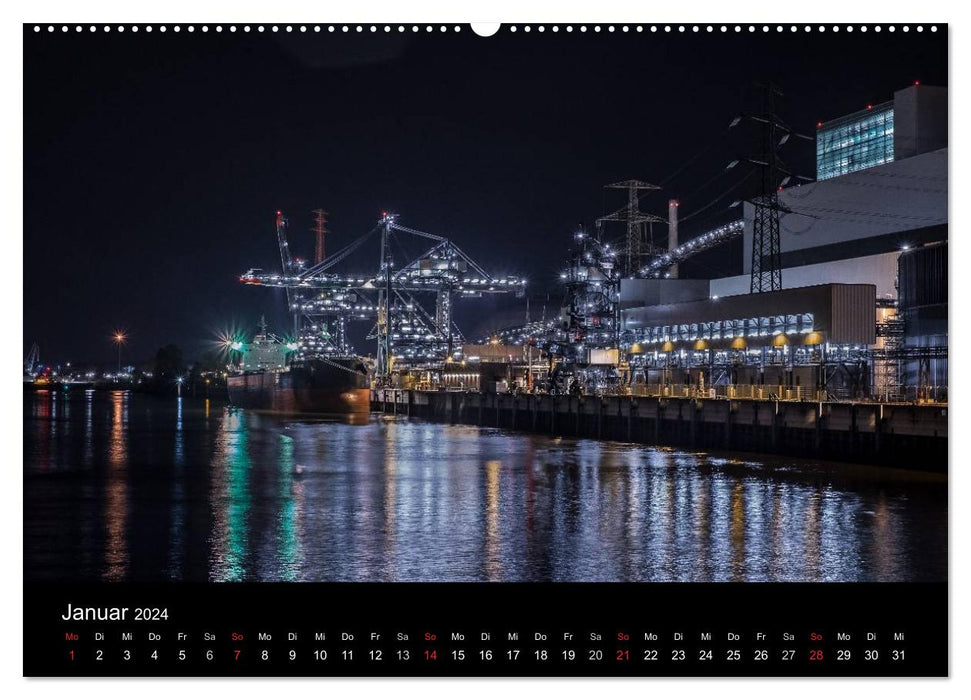The Port of Hamburg by day and night (CALVENDO Premium Wall Calendar 2024) 