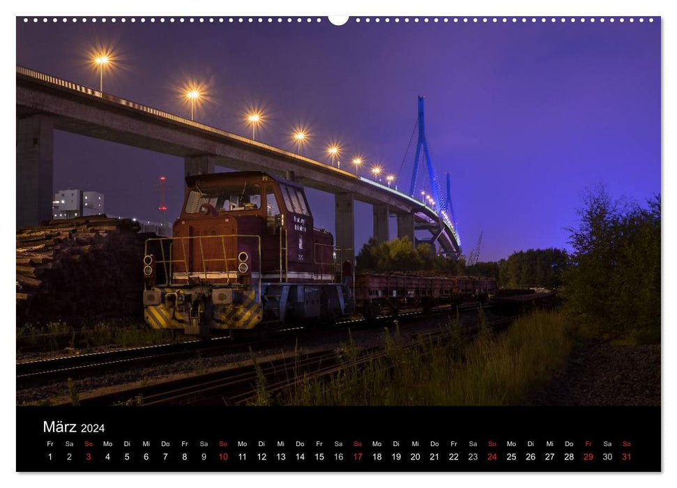 The Port of Hamburg by day and night (CALVENDO Premium Wall Calendar 2024) 
