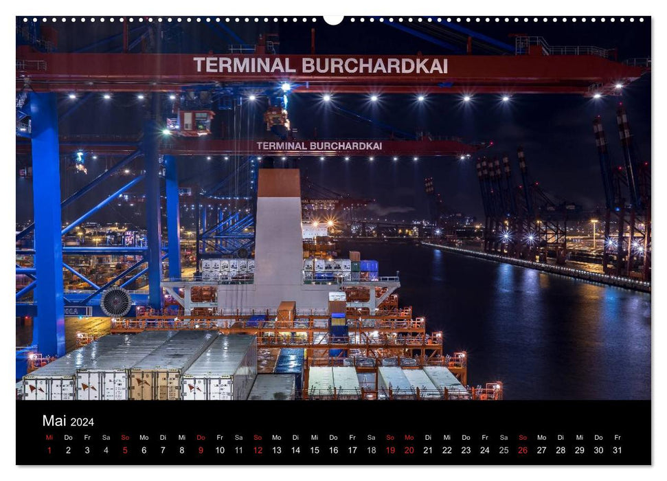 The Port of Hamburg by day and night (CALVENDO Premium Wall Calendar 2024) 