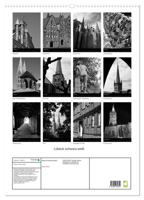 Lübeck black and white (CALVENDO wall calendar 2024) 