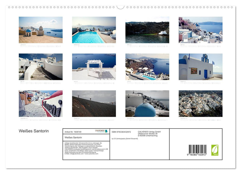 Weißes Santorin (CALVENDO Premium Wandkalender 2024)