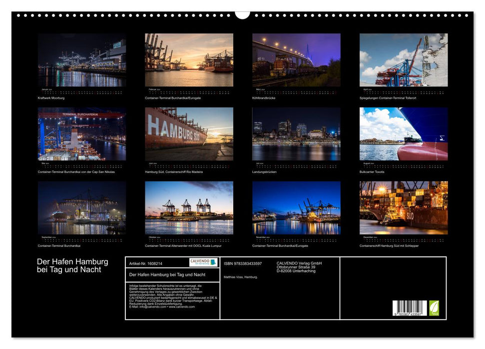 The port of Hamburg by day and night (CALVENDO wall calendar 2024) 
