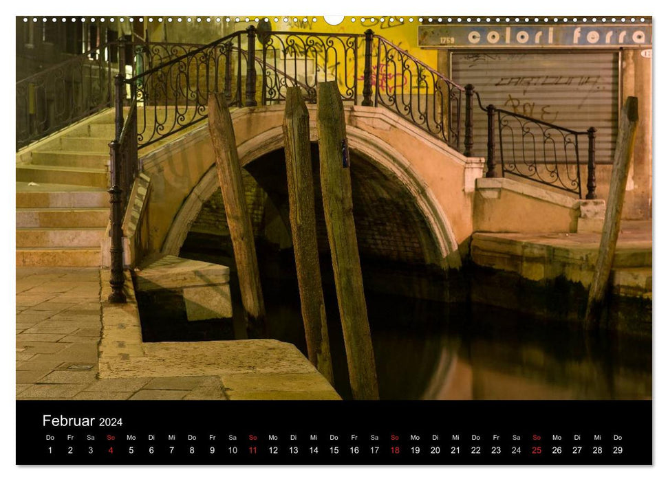 Venice at Night (CALVENDO Premium Wall Calendar 2024) 