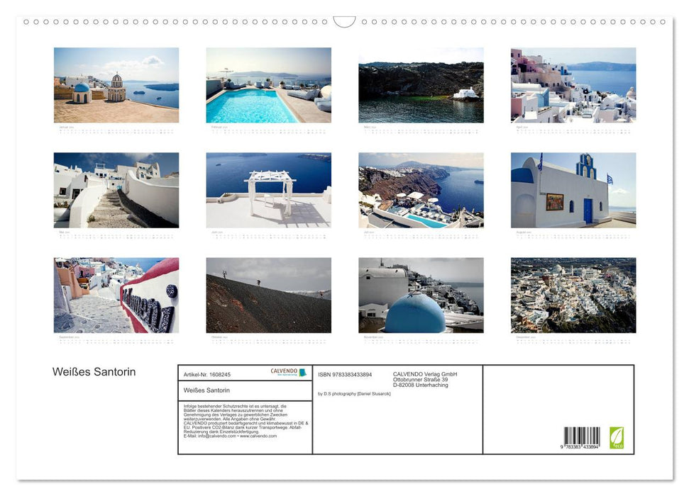 White Santorini (CALVENDO Wall Calendar 2024) 