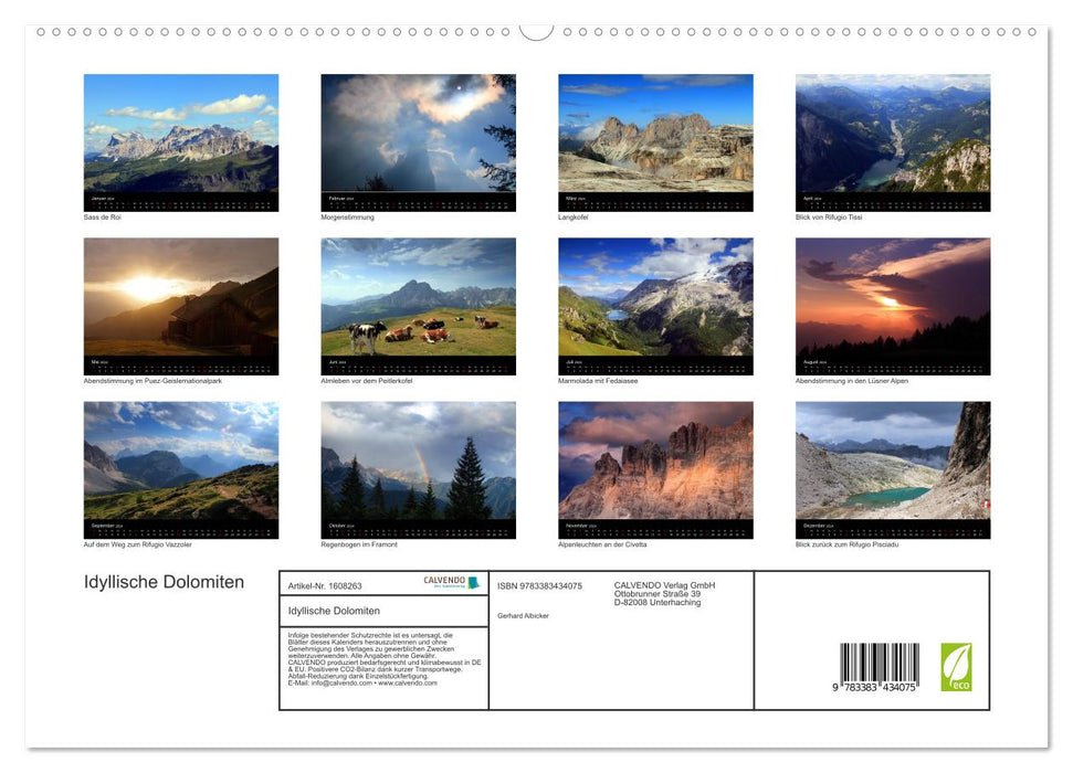Idyllic Dolomites (CALVENDO Premium Wall Calendar 2024) 