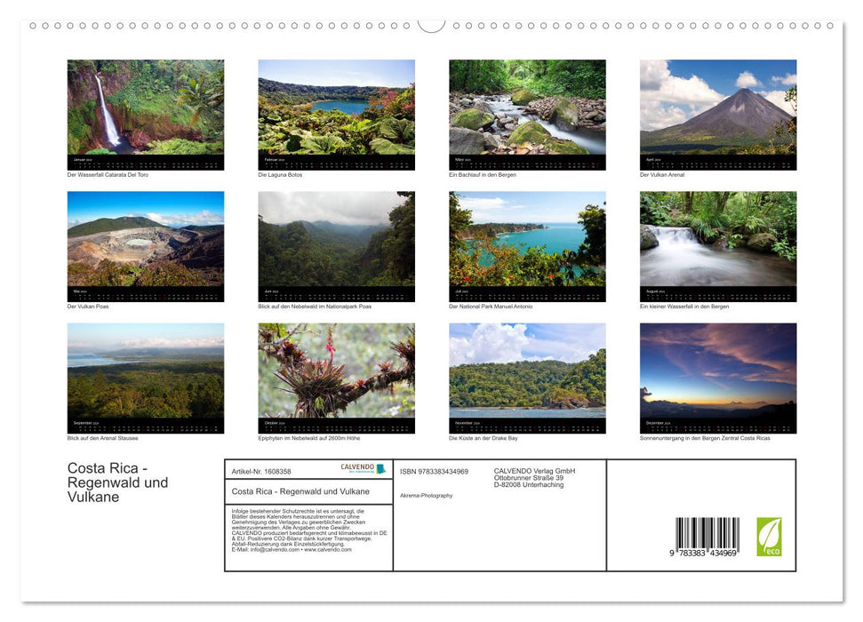 Costa Rica - Regenwald und Vulkane (CALVENDO Premium Wandkalender 2024)