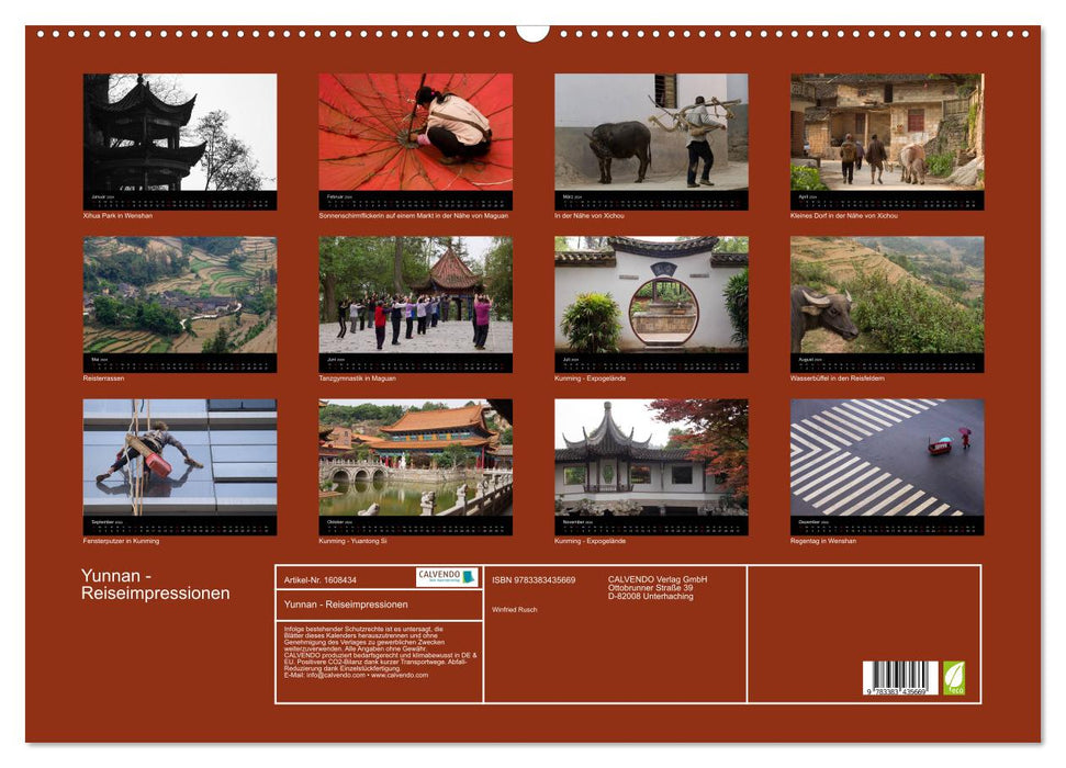 Yunnan - Reiseimpressionen (CALVENDO Wandkalender 2024)
