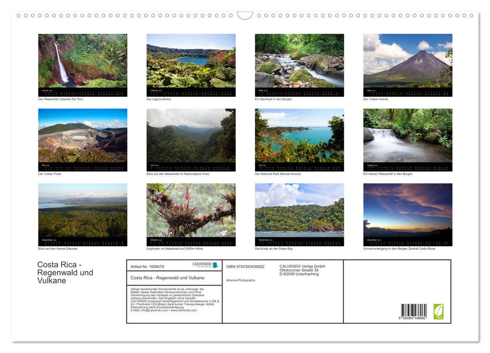 Costa Rica - Regenwald und Vulkane (CALVENDO Wandkalender 2024)