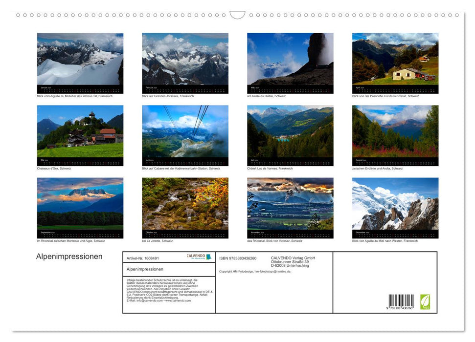Impressions alpines, région Suisse/France (calendrier mural CALVENDO 2024) 