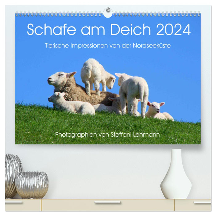 Moutons sur la digue 2024. Impressions d'animaux de la côte de la mer du Nord (calendrier mural CALVENDO Premium 2024) 