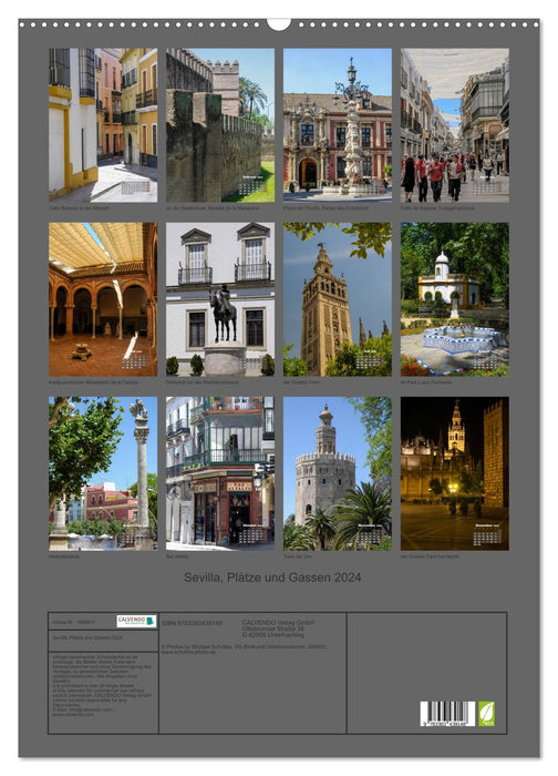 Sevilla, Plätze und Gassen 2024 (CALVENDO Wandkalender 2024)