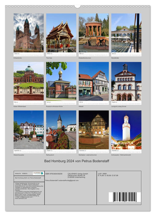 Bad Homburg 2024 by Petrus Bodenstaff (CALVENDO Premium Wall Calendar 2024) 