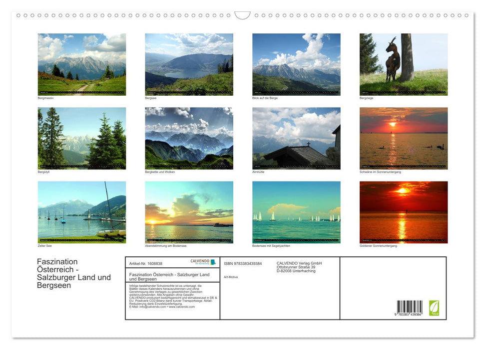 Fascination Austria - Salzburger Land and mountain lakes (CALVENDO wall calendar 2024) 