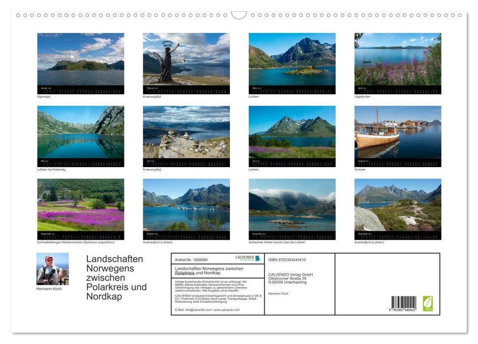 Landschaften Norwegens zwischen Polarkreis und Nordkap (CALVENDO Wandkalender 2024)