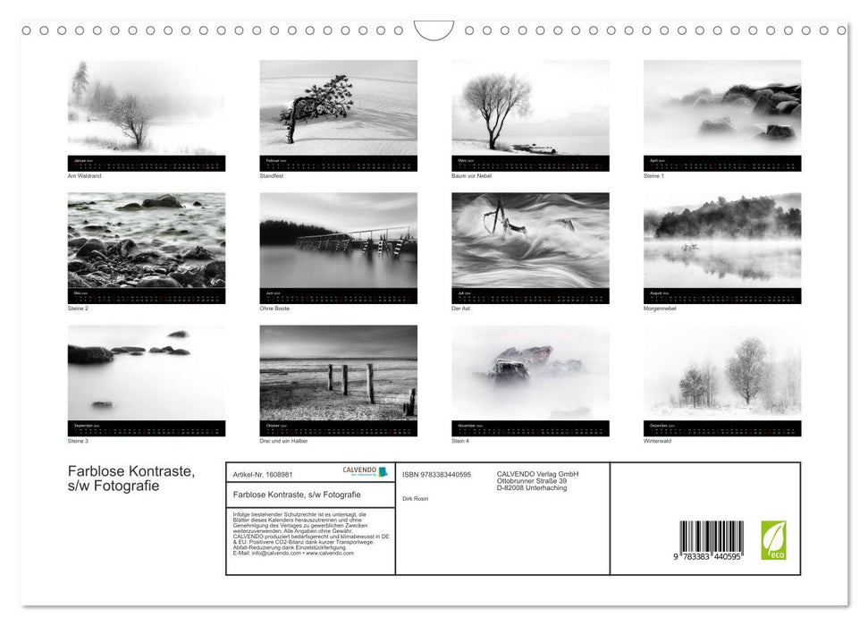 Colorless contrasts, b/w photography (CALVENDO wall calendar 2024) 