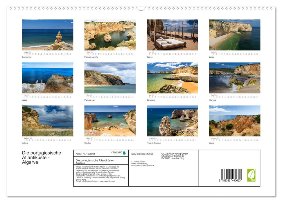 The Portuguese Atlantic Coast - Algarve (CALVENDO Premium Wall Calendar 2024) 