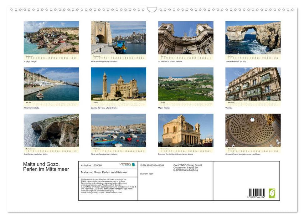 Malta and Gozo, pearls in the Mediterranean (CALVENDO wall calendar 2024) 