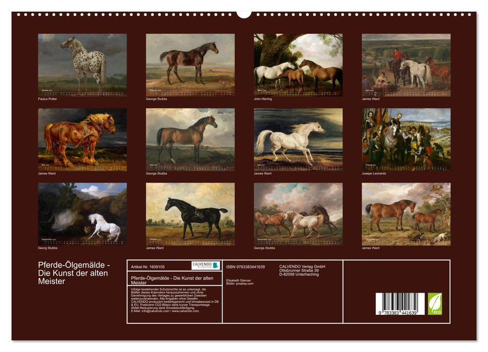Pferde-Ölgemälde - Die Kunst der alten Meister (CALVENDO Premium Wandkalender 2024)