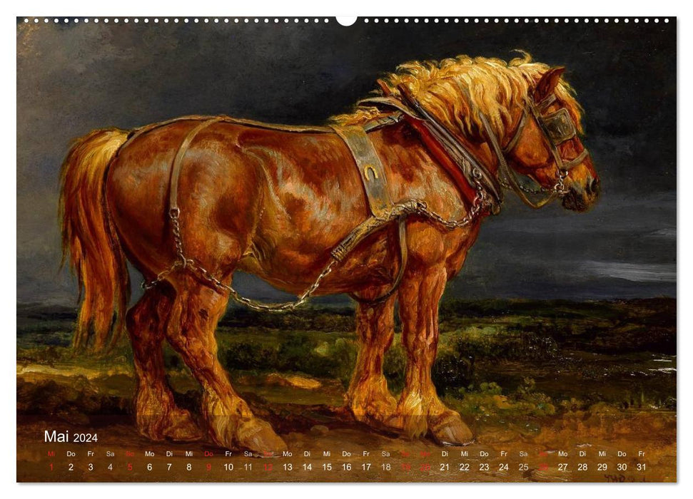 Pferde-Ölgemälde - Die Kunst der alten Meister (CALVENDO Premium Wandkalender 2024)