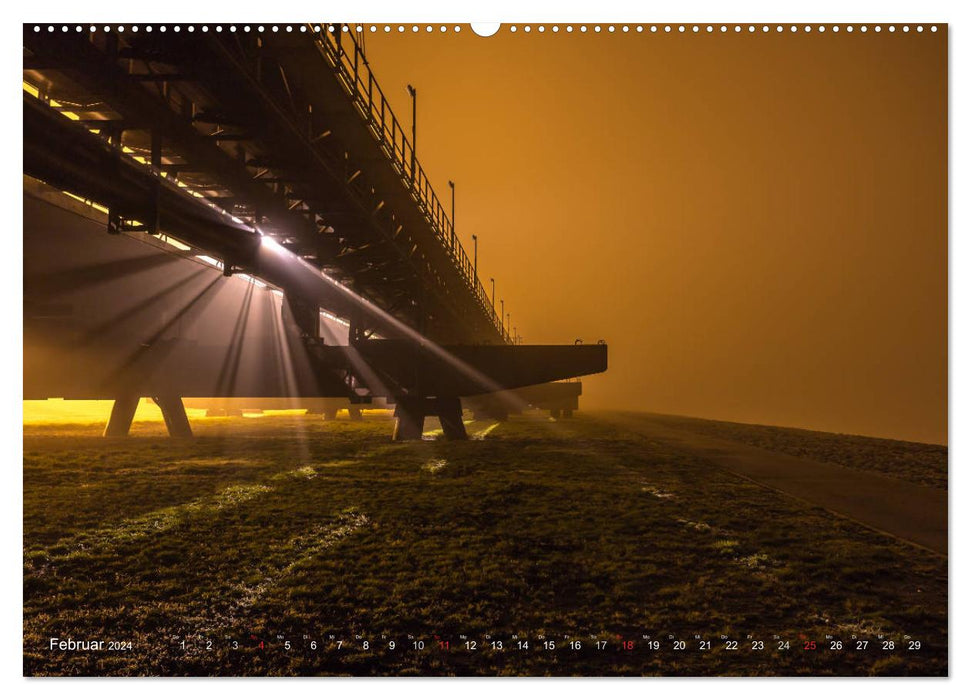 At night in Wilhelmshaven Edition with maritime motifs (CALVENDO Premium Wall Calendar 2024) 