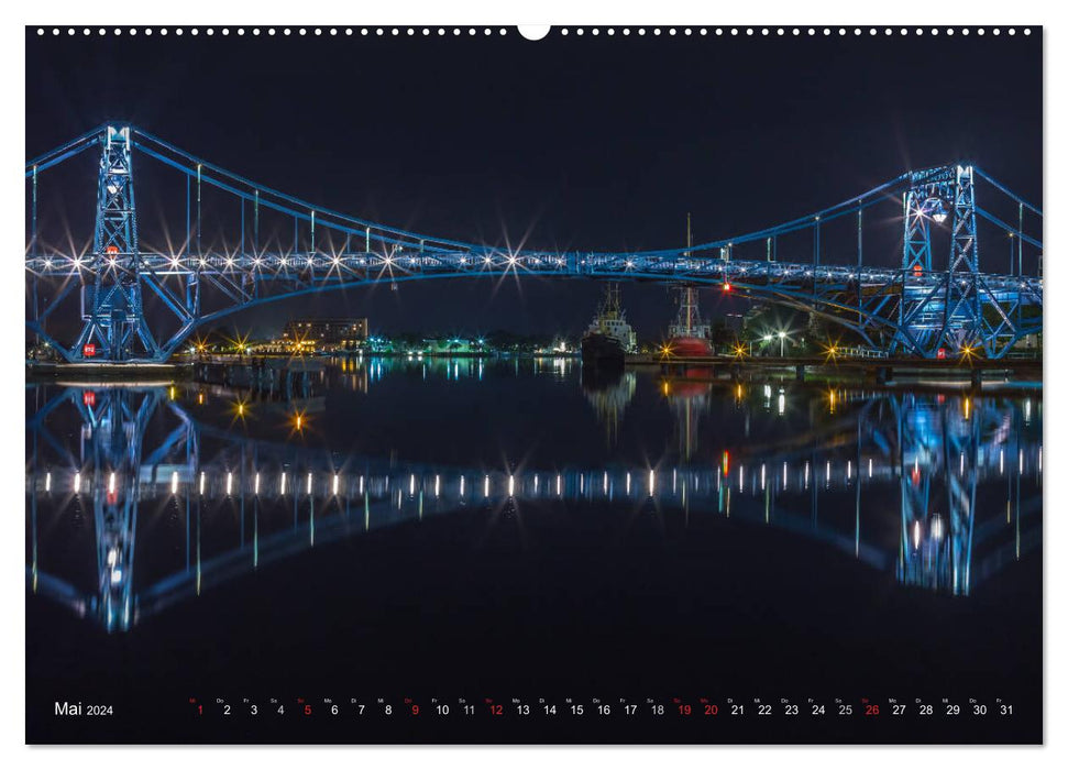 At night in Wilhelmshaven Edition with maritime motifs (CALVENDO Premium Wall Calendar 2024) 