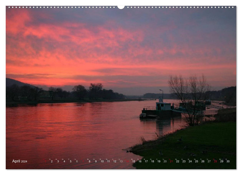 Die Elbe in Dresden-Laubegast (CALVENDO Premium Wandkalender 2024)