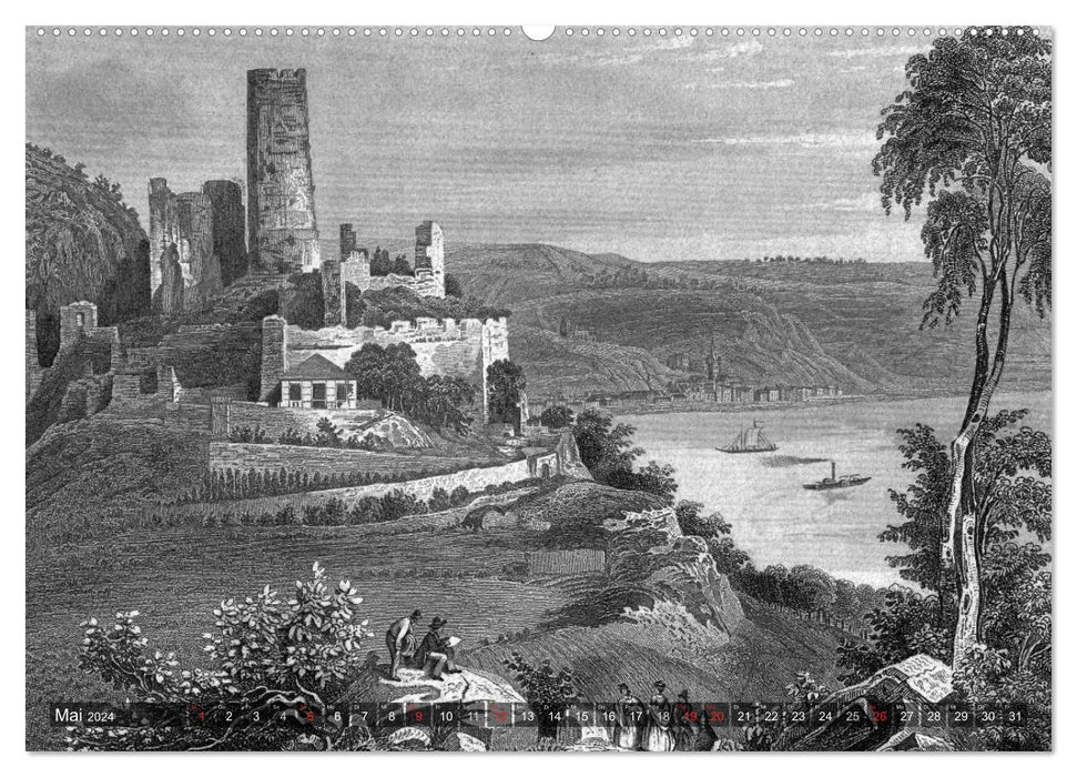 The Rhine in old engravings (CALVENDO Premium Wall Calendar 2024) 
