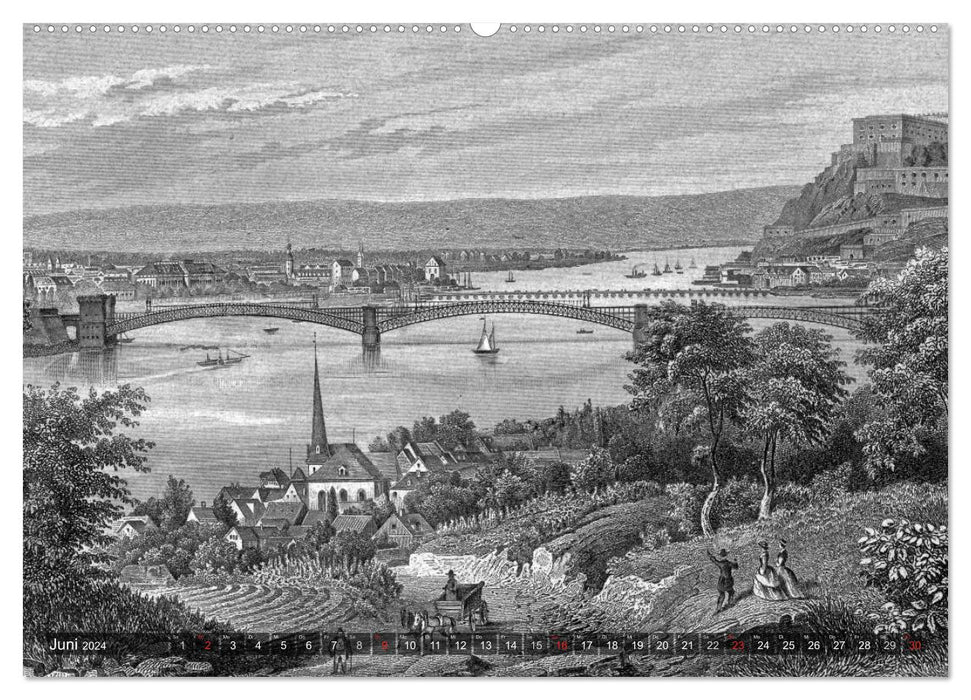 The Rhine in old engravings (CALVENDO Premium Wall Calendar 2024) 
