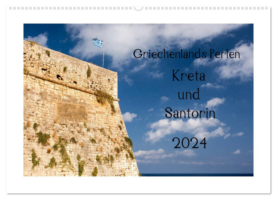 Griechenlands Perlen Kreta und Santorin (CALVENDO Wandkalender 2024)